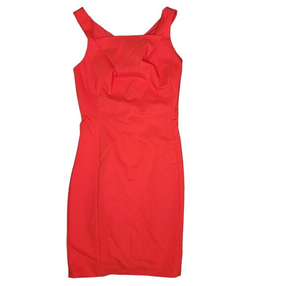 Belle Badgley Mischka NWT Red Sleeveless Sheath Dress Size 10 open cross back - Picture 2 of 10